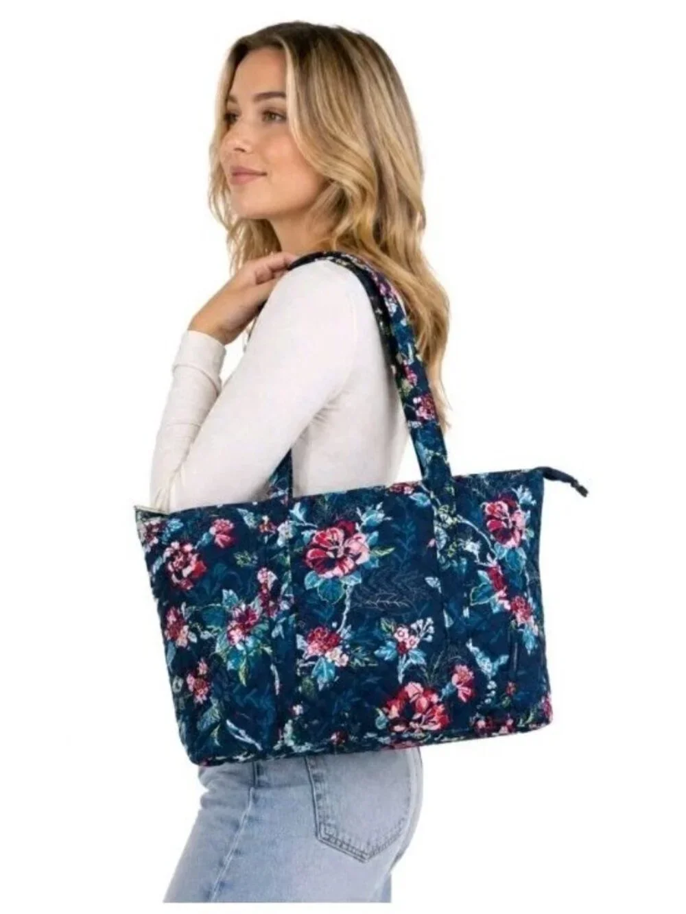 Vera Bradley Rose Toile Quilted Cotton Satchel Crossbody Tote Bag NWT - Picture 3 of 16